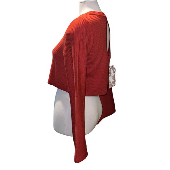 Band of the Free NWT Alize Rust Long Sleeve Crop Top Sz Medium Womens Orange - Picture 11 of 13